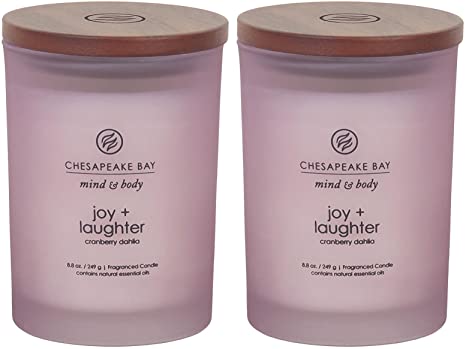 Chesapeake Bay Candle Scented Candles, Joy   Laughter (Cranberry Dahila), Medium (2-Pack)