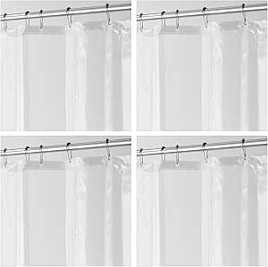 iDesign PEVA Shower Curtain Liner with 12 Reinforced Buttonholes - 72" x 72" - Set of 4 - Clear