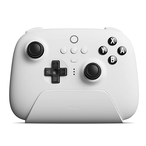 8Bitdo Ultimate Bluetooth Controller with Charging Dock, Wireless Pro Controller with Hall Effect Sensing Joystick, Compatible with Switch, Windows and Steam Deck (White)