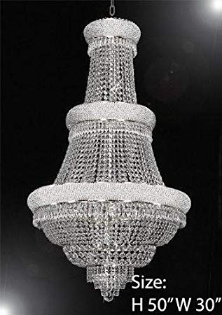 French Empire Crystal Chandelier Lighting H50 X W30 Good for Foyer, Entryway, Family Room, Living Room and More!