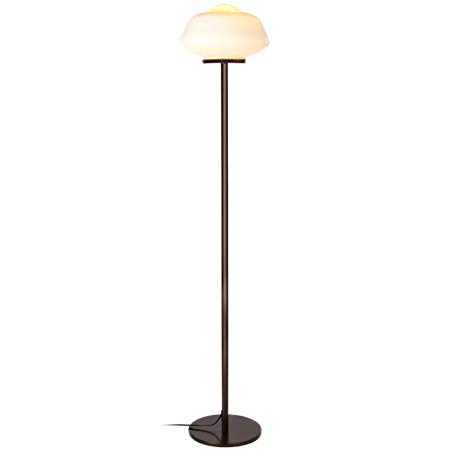 Brightech Aiden Tall Pole LED Floor Lamp – Modern Frosted Glass Globe - Contemporary Standing Lamp for Living Room, Office or Bedroom- LED Bulb Included - Bronze