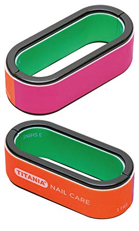 Titania Germany Nail Buffer - Durable & Coded 3 Way Fingernail Shiner For Quick & Easy Grooming- Ideal For Manicure, Pedicure, Natural & Cosmetic Nails