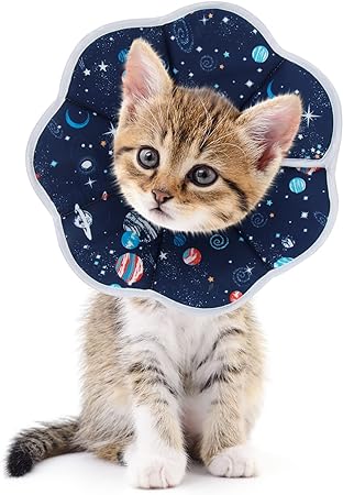 SLSON Cat Recovery Collar Pet Cone Soft Protective Cat Cone Alternative Adjustable Collar for Cat and Puppy, Dark Blue (S)