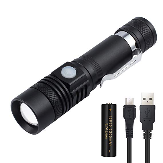 Justech Led Torch 900 Lumen Rechargeable Handheld Mini CREE LED Torch Light Pocket Flashlight with 4 Lighter Modes for Camping Hiking Night Emergency Bike and Other Outdoor Sports
