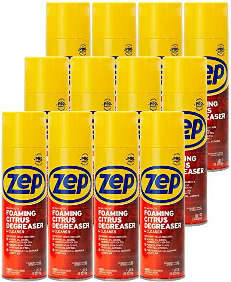 Zep Heavy-Duty Foaming Degreaser ZUHFD18 (Case of 12) - Clings to Surfaces to Remove Grease and Grime