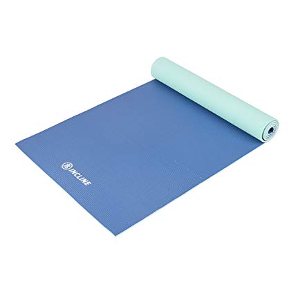 Incline Fit Yoga Mat Anti Slip Double Sided Yoga Mat & 6mm - Thick & Non Slip Exercise Mat for Yoga, Pilates, Stretching, Meditation, Floor & Fitness Exercises, Aquamarine, 4mm