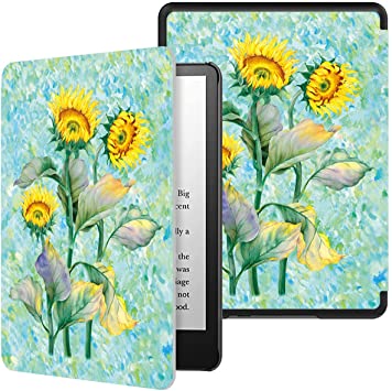 Kindle Paperwhite 2021 Cover - HOTCOOL Thinnest Lightest Smart PU Leather Case with Auto Sleep Wake for 6.8" Kindle Paperwhite 11th Gen 2021 and Signature Edition, Sunflower