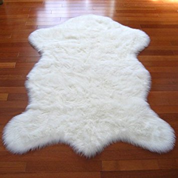 Classic White Sheepskin / Polar Bear Pelt Shape Rug - New From France (2x4, 3x5 & 5x7) (5x7 (actual 56" x 79"))
