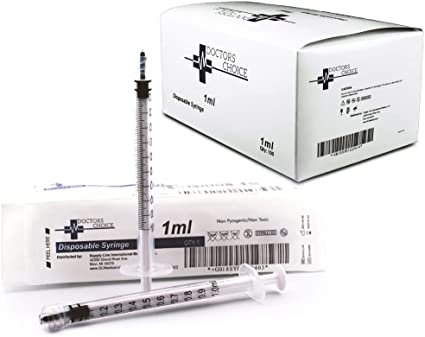 Syringe Sterile with Luer Lock Individually Sealed - 100 Syringes per Box (no Needle) (1ml 100pk)