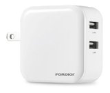 FORDIGI 24W48A - 24A per Port Foldable Plug Dual USB TravelHomeWall Charger Adapter for iPhone 6 plus 6 5s 5c 5 Samsung Galaxy S5 S4 S3 Note 4 3 2 iPad 543Air mini ipod Touch nano LG G2 Nexus 5 7 Motorola Droid RAZR MAXX Blackberry Nook Color Bluetooth Speakers and Headsets HTC One X V S External Batteries and more White