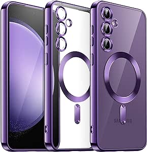 JETech Soft Clear Case for Samsung Galaxy S23 FE 6.4-Inch, Camera Lens Full Protection, Compatible with MagSafe Wireless Charging, Shockproof Electroplated TPU Phone Cover (Purple)