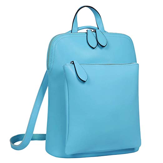 Heshe Women’s Vintage Leather Backpack Casual Daypack for Ladies and Girls (Blue)