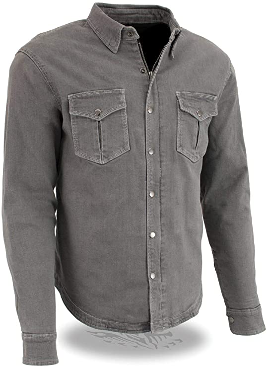 Milwaukee Performance MPM1621 Men's Grey Armored Denim Shirt with Aramid by DuPont Fibers - Large