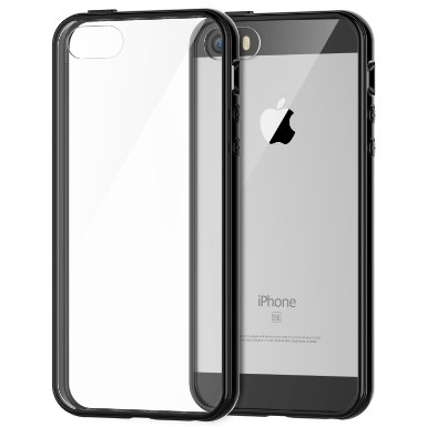 iPhone SE Case,Easylife® Scratch-Resistant,Ultra Slim Anti-Scratch Clear Back Cover for iPhone SE (2016 Release) ,Compatible With iPhone 5S / 5 (Clear & Black)