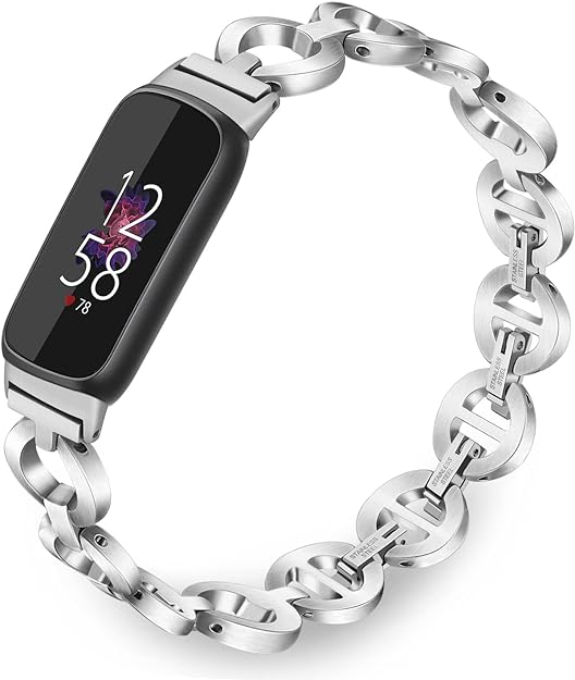 TRUMiRR Band for Fitbit Luxe Women, Stainless Steel Band Jewelry Strap for Fitbit Luxe Fitness Tracker