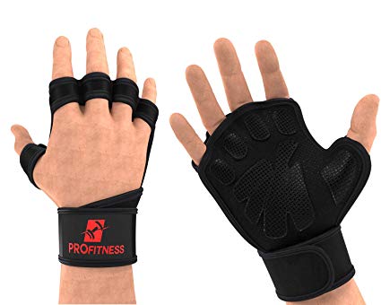 ProFitness Cross Training Gloves with Wrist Support by Non-Slip Palm Silicone Padding to avoid Calluses | For Weight lifting, WOD, Powerlifting & Gym Workouts | Ideal for Both Men & Women