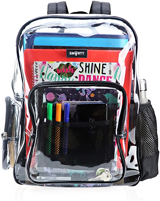 Heavy Duty Clear Backpack Durable Military Nylon Clear Bookbags Transparent See Through for School Work