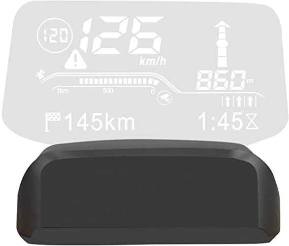 AUTOOL OBD2 Windshield HUD Head Up Display with Display KMH MPH Speeding Warning Fuel Consumption Temperature for All Vehicle (OBD2 HUD)