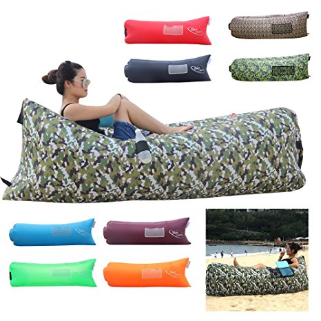 BonClare Fast Inflatable Air Lounger, Camping Bed Beach Sofa Air Bag Hangout Portable Sleeping Bag