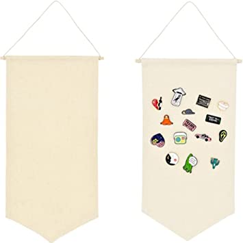 2PCS Blank Cotton Canvas Banners, Enamel Pin Wall Display Banner for Enamel Lapel Badge Collection (B)