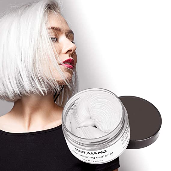 Hair Color Wax 4.23 oz Temporary White Hair Dye Wax Hairstyle Pomade Natural Matte Styling Cream Unisex for Party,Cosplay(White)