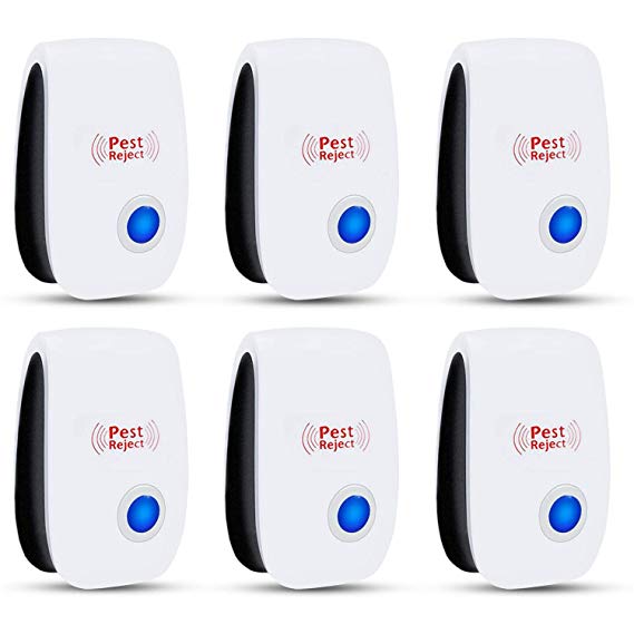 Ultrasonic Pest Repeller 6 Packs - [2018 Upgrated] Pest Control Ultrasonic Repellent - Electronic Insects & Rodents Repellent for Mosquito, Mouse, Cockroaches,Rats,Bug, Spider, Ant, Flies