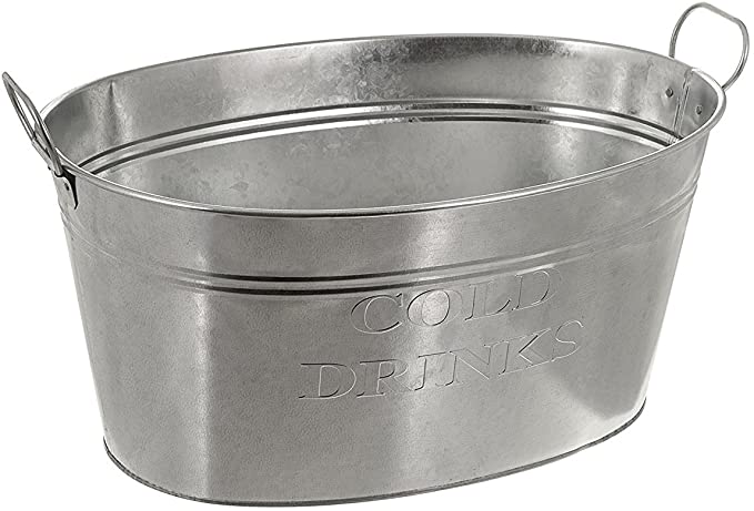 BDUK Galvanised Steel 24L Drinks Ice Bucket - Ideal for Parties, BBQs and Bars - Large 24L Capacity in Galvanized Steel