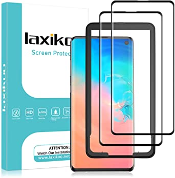 laxikoo Tempered Glass for Samsung Galaxy S10 Screen Protector, [2 Pack] 3D Full Coverage 9H Hardness [Easy Installation Frame] Bubble Free High Definition Anti-scratch Glass Protector for Samsung S10