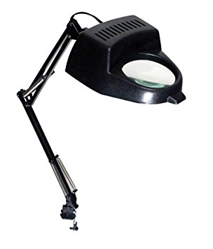 SE MC327B 2X Illuminated Table Magnifier with Clamp, Black