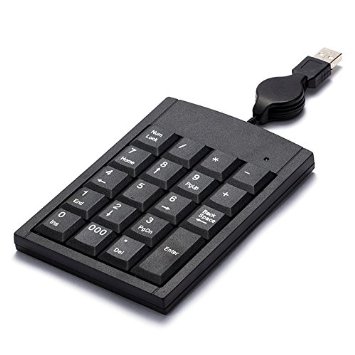 Elftear Numeric Keypad 19 Keys Retractable USB Cord Number Keypad for Mac Windows XP Laptop Desktop PC