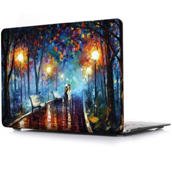 iCasso Art Image Series Ultra Slim Light Weight Rubberized Hard Case Glossy Clear Crystal Snap-On Hard Cover Case for MacBook Air 13 (Model: A1369 and A1466) - Rainy Night(AT54378E)