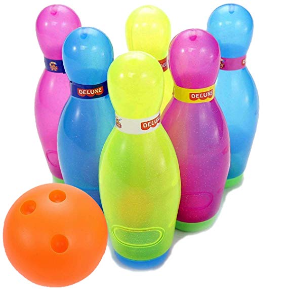 Liberty Imports Deluxe Kids Toy Bowling Play Set with 6 Large Pins, Bowling Ball and Mini Shakers