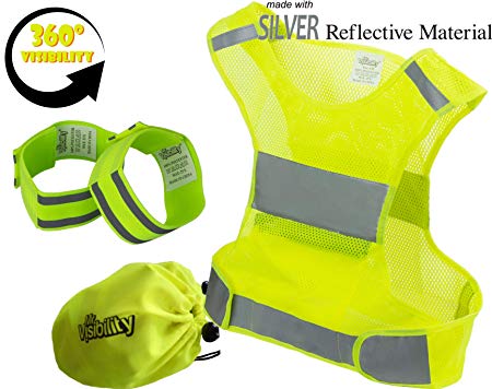Reflective Vest Running Gear | Reflector Bands   Bag | Made Of Top Silver Reflective Tape High Visibility For Running, Cycling, Dog Walking | Safety Vest With Pockets, Adjustable & UltraLight, 4 Sizes