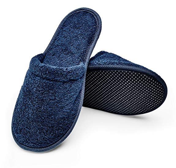 Arus Men's Organic Turkish Terry Cotton Memory Foam Spa Slippers