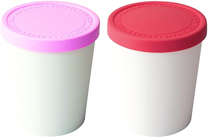 Tovolo Sweet Treats 2 Piece 1 Quart Raspberry and Pink Tub Set