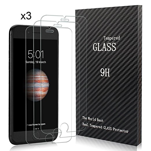 iPhone 6/6s/7 Screen Protector,AOFU Tempered Glass 3D Touch Compatible,9H Hardness,Bubble Free ( 3Pack )