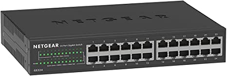 NETGEAR 24 Port Gigabit Ethernet Unmanaged Network Switch (GS324) - Desktop or Wall Mount, Silent Operation, Ethernet Splitter, Plug-and-Play