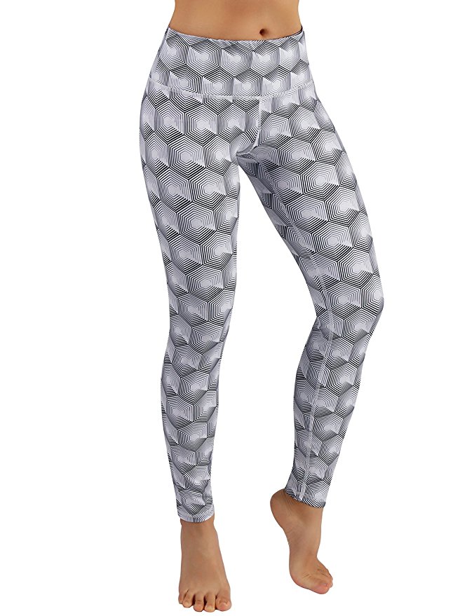 ODODOS by Power Flex Women's Tummy Control Workout Running Printed Capris Yoga Capris Pants With Hidden Pocket