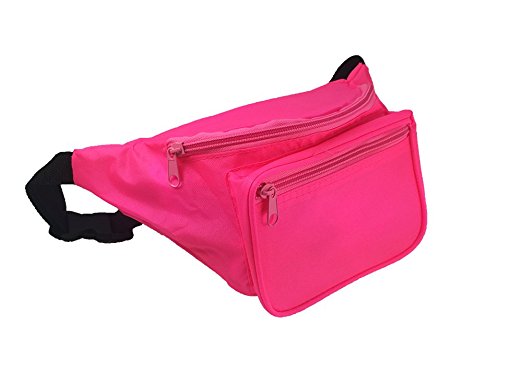 Neon Fanny Pack, 80's Style Waist Bag, 3 Pockets, Multiple Colors Available