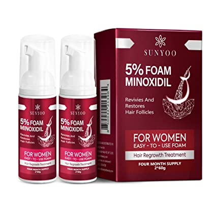 Women's 5% Minoxidil Foam for Hair Thinning and Hair Loss, Hair Growth Treatment for Women's Thicker and Fuller Hair, 2 Pack of 60g