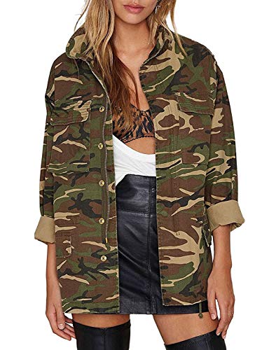 IRISIE Women Military Camo Lightweight Long Sleeve Jacket Coat