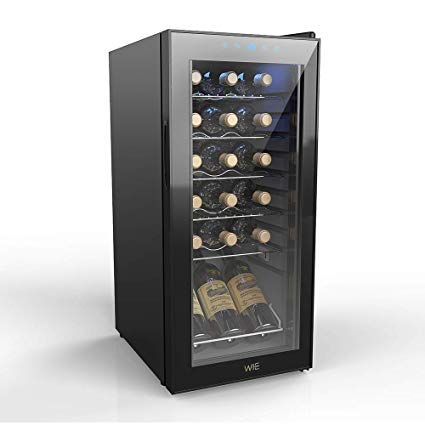 WIE 18 Bottles Wine Refrigerator Compressor System, Red and White Freestanding Refrigerator, Wine Cellar Fridge, with Digital Temperature Display Auto-Defrost