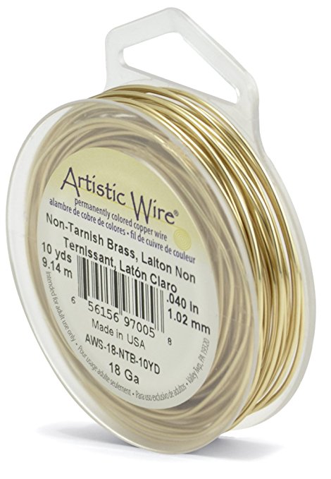 Artistic Wire 18-Gauge Non-Tarnish Brass Wire, 10-Yards