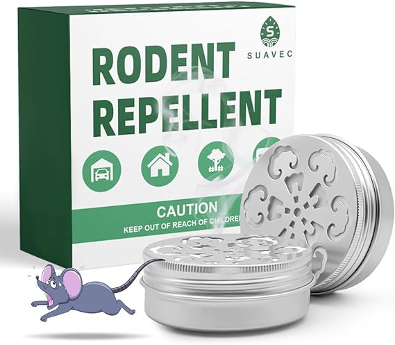 SUAVEC Rodent Repellent for Car Engines, Mouse Repellent for Car, RV Mice Repellent, Under Hood Rat Deterrent, Peppermint Oil to Repel Mice and Rats, Rodent Repellant for House, Engine Rodent Away-2P