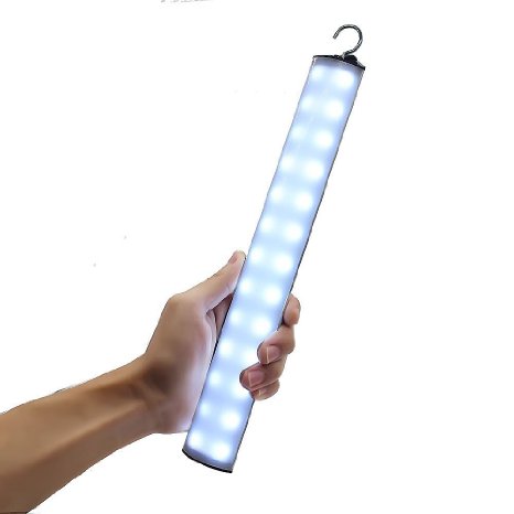 GOOLOOTM Aluminum Body Portable 26-LED Work light Rechargeable Dimmable Under Cabinet LED lights with Hanging hook for Cars Home Shop