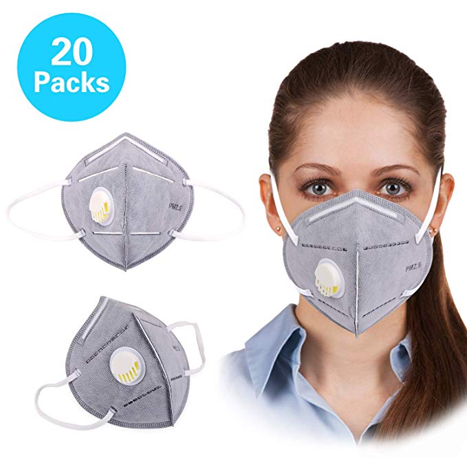 Anti Pollution Mask, N95 Particulate Respirator Dust Masks Disposable 20 Packs - Anti-Dust, Smoke, Gas, Allergies, Germs and Flu - Personal Protective Equipment for men and women