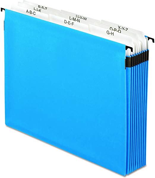Pendaflex 59225 Nine-Section Hanging Folder, 5 1/4", Tabs and Labels, 1/5 Tab, Letter, Blue