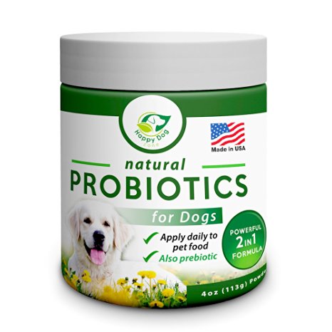 Best Probiotic For Dogs - Aids Diarrhea, Upset Stomach, Gas - Relief From Bad Breath, Allergy, Itching - Improves Digestion and Immunity - + Prebiotic - All Natural - Made in USA - 100% Guarantee