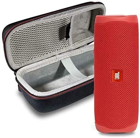 JBL Flip 5 Waterproof Portable Wireless Bluetooth Speaker Bundle with Hardshell Protective Case - Red