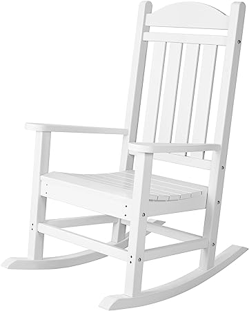 Flamaker Outdoor Rocking Chair All-Weather Patio Rocker Chairs Oversized with Widened Armrests for Lawn Patio Garden Beach Backyard Porch Fire Pit (White)